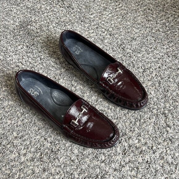 SAS Women's Metro Horsebit Patent Leather Loafer Shoes Burgundy Red Size 6 W - Picture 11 of 11